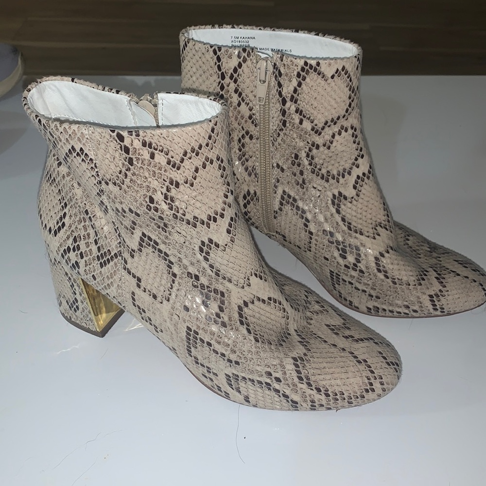 Snake print booties